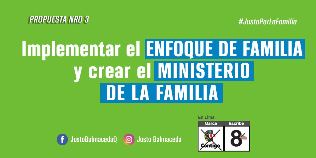 JustoBalmacedaQ's tweet photo. #Eje2 DEFENDERÉ LA FAMILIA. Implementaré el #EnfoqueDeFamilia, el Ministerio de la Familia y protegeré a las Familias Vulnerables. #JustoPorLaFamilia Marca (❌) la C y escribe ✍ el 8 https://t.co/3XVGvWtupo