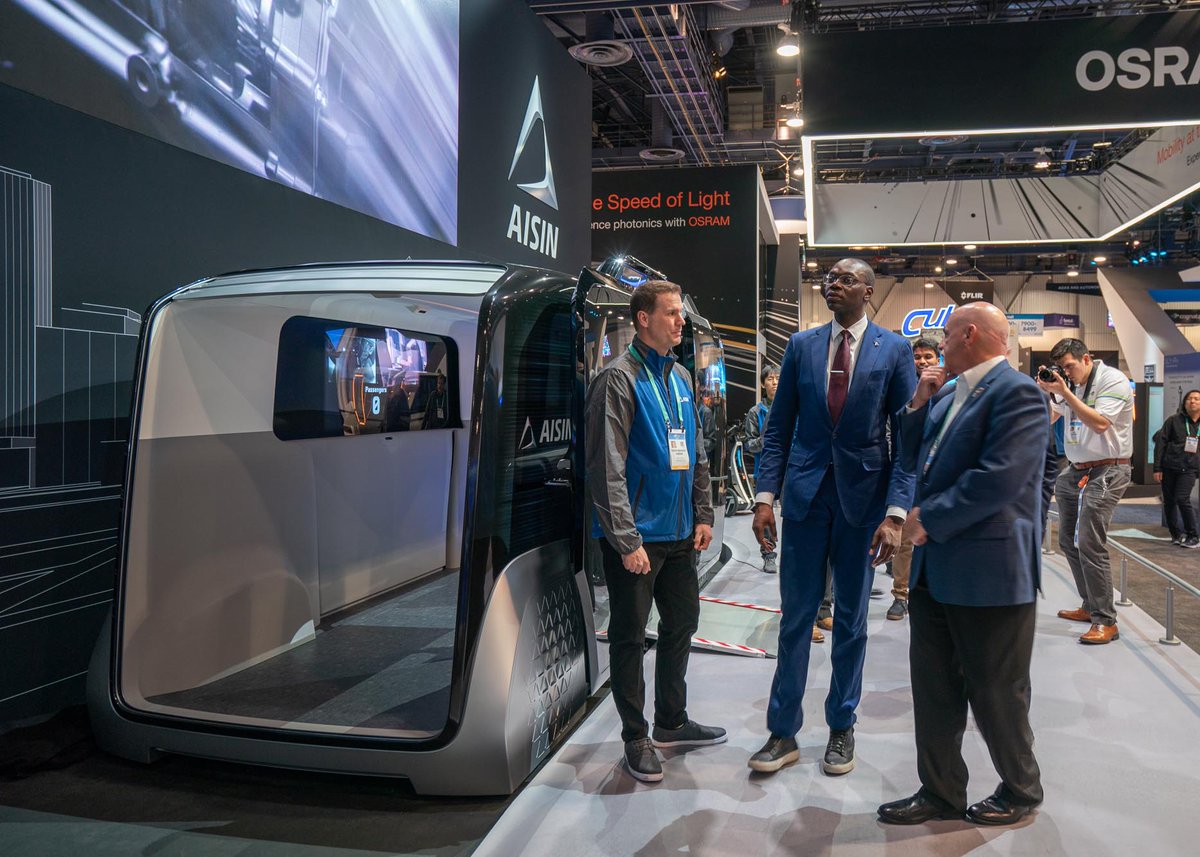 <a href="/CES/">CES</a> <a href="/LtGovGilchrist/">Lieutenant Governor Garlin Gilchrist II</a> <a href="/MEDC/">Michigan Economic Development Corporation</a> <a href="/JeffMason3/">Jeff Mason</a> <a href="/Ford/">Ford Motor Company</a> <a href="/GuardKnox/">GuardKnox</a> .<a href="/LtGovGilchrist/">Lieutenant Governor Garlin Gilchrist II</a> also met with <a href="/AisinGroup/">Aisin Group North America</a>, the world's largest transmission manufacturer, to learn more about the company's Type-C20 concept vehicle, a bus-like ride sharing vehicle designed for community use unveiled at #CES2020.