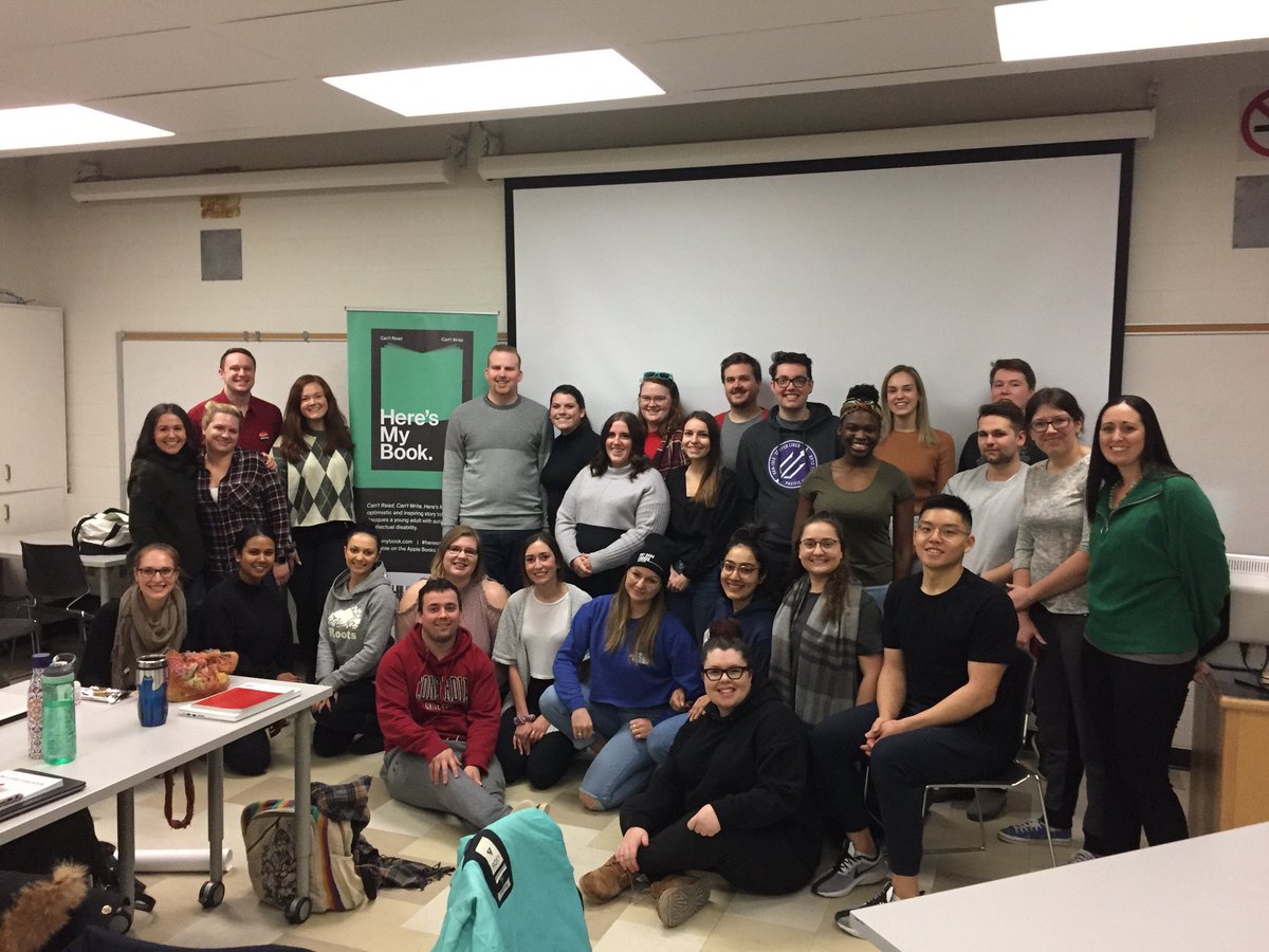 JT_Murdoch's tweet photo. Had the pleasure of hearing @HeresMyBook speak today. What an awesome experience for all of the teacher candidates. Thank you Michael for sharing your story! Everyone get out and buy a copy of his book! #inclusion #NoCutsToEducation #heresmybook https://t.co/V0sDwQm2fP