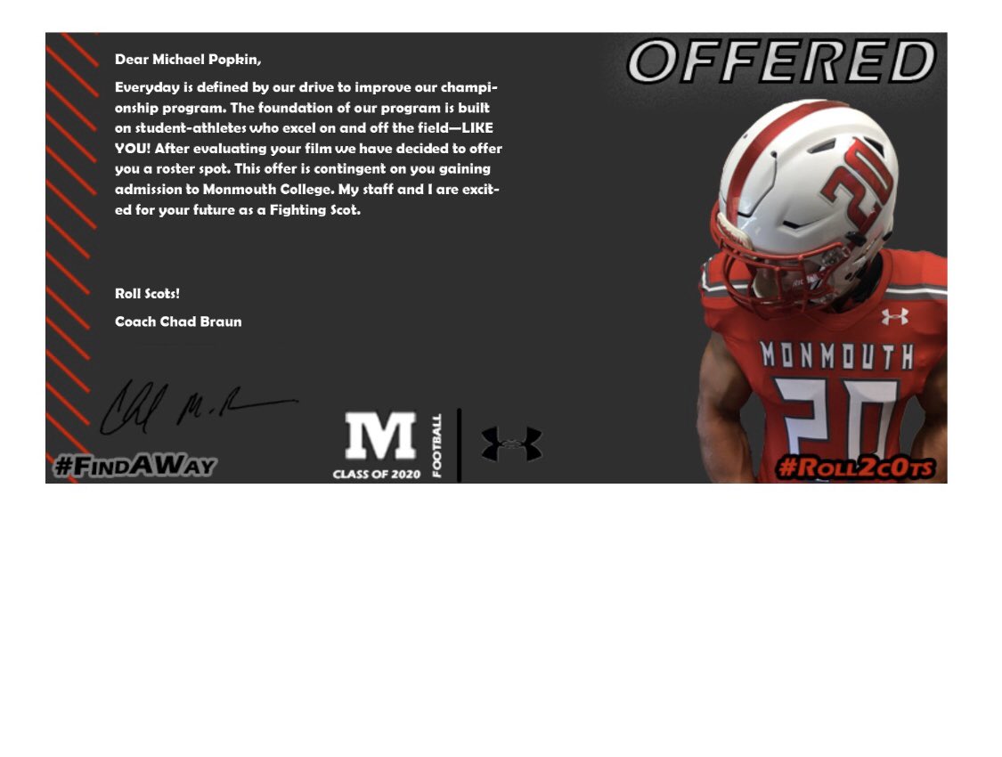MikeIsBallin14's tweet photo. Excited to receive my 2nd offer from Monmouth College‼️ #RollScots @ScotsGridiron @NUICFootball https://t.co/Ntq0YgYxnq