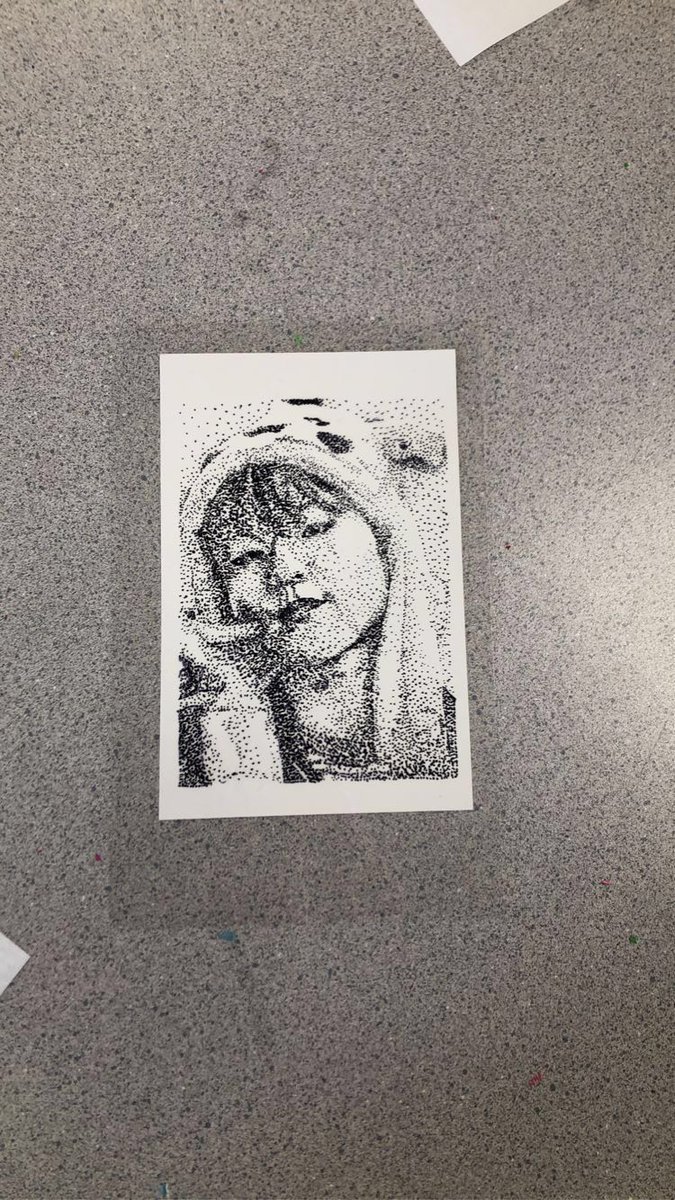  #NAMDOHYON  #fanart  #x1fanartI've been working on this for like a week during art class. This is the picture before I transferred the dots to the paper (on plastic in picture) because the transfer didn't go so well 