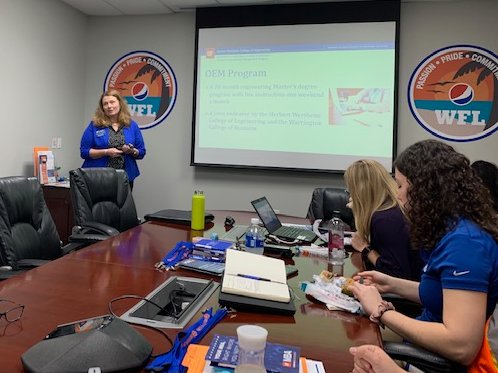 Patsy Messinger from the UF ISE Outreach Engineering Management Program giving a presentation about the program to PepsiCo employees in Tampa, FL.