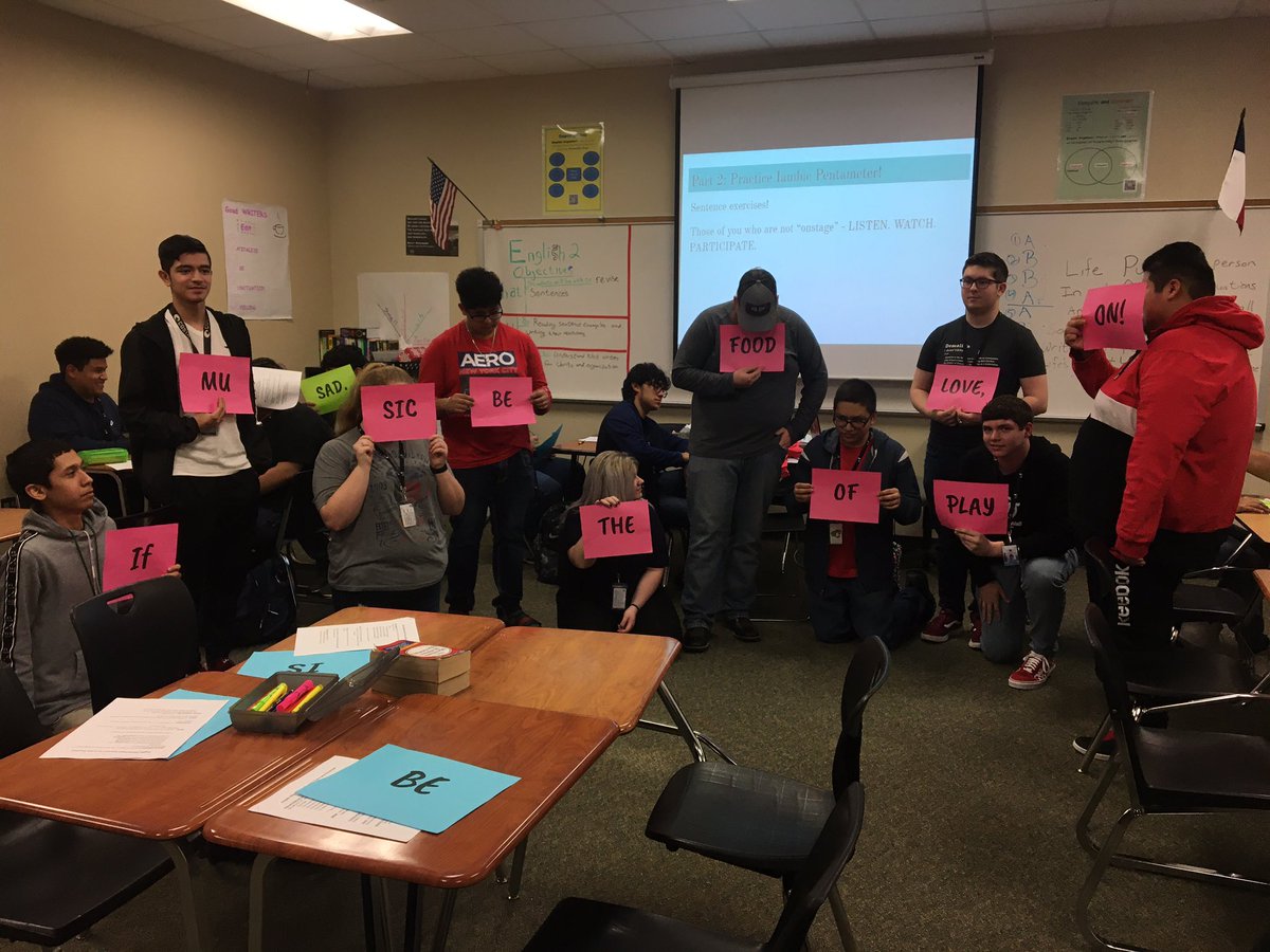 MsMinchewPHS's tweet photo. Learning iambic pentameter with famous Shakespearean lines. Unstressed syllables are relaxing, and stressed syllables are standing tall! #Spartanpoets #ncisd #SpartansLearn #PHSFOCUS2020 https://t.co/yYReITjH59