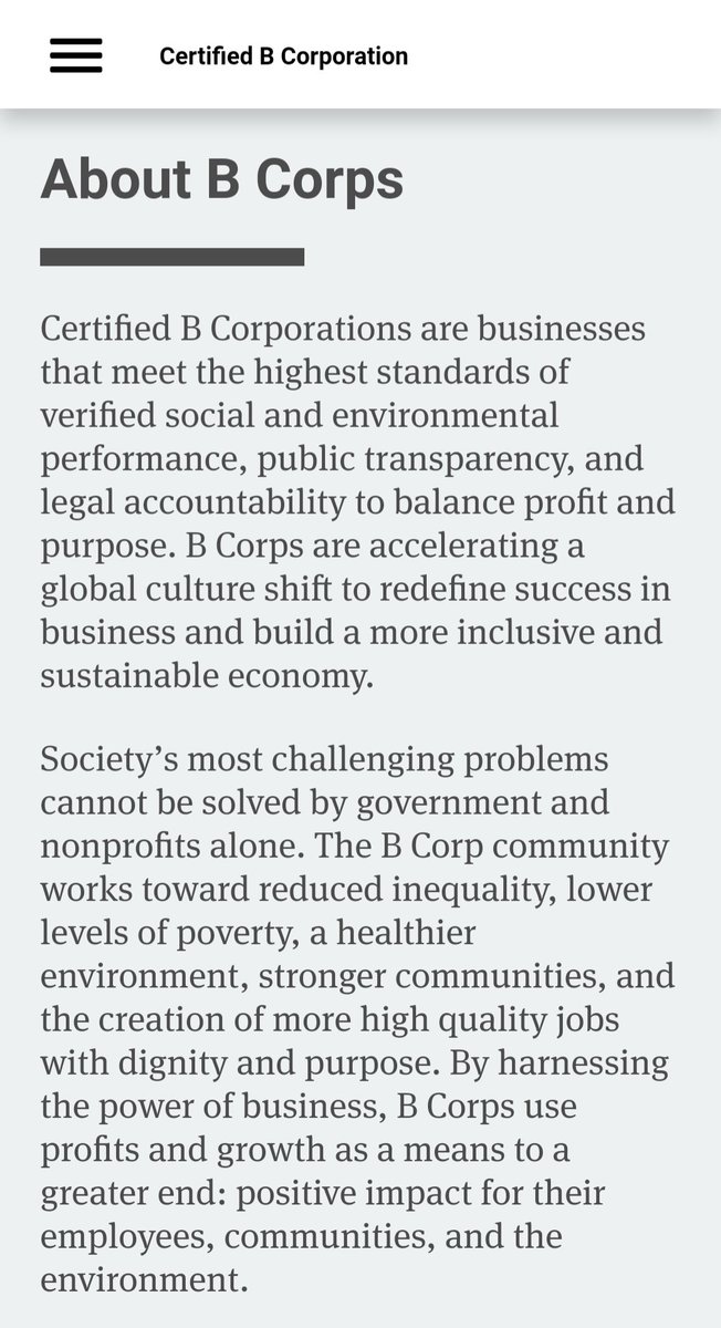 27) What does it mean to have "B-Corp" status? It's a classification which lets other companies, investors, employees, and other stakeholders know that a business is of a certain caliber.