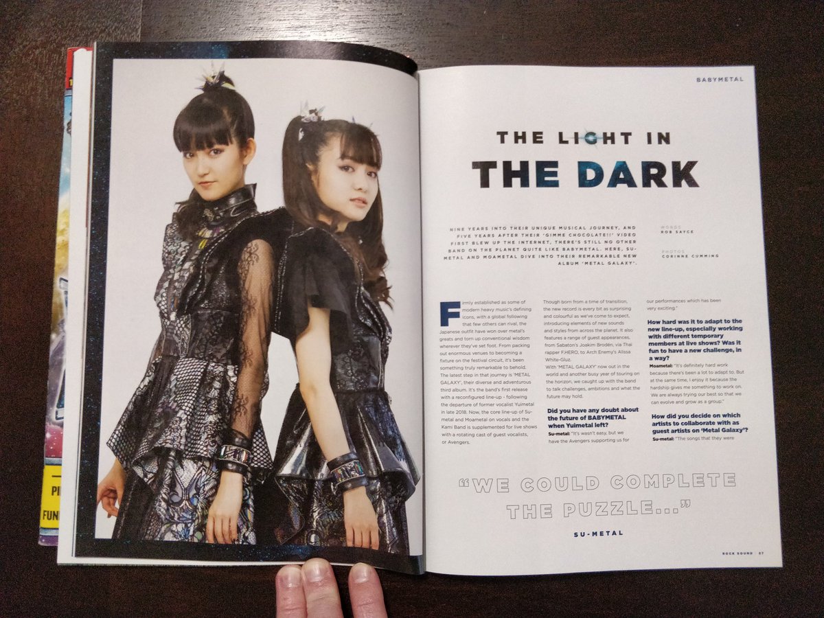 GAPlauche's tweet photo. 🤘🦊🤘 @BABYMETAL_JAPAN in @rocksound Issue 212 (May 2016) and 258 (Nov 2019).

https://t.co/xF05QcmZTj

#BABYMETAL #METALGALAXY #METALRESISTANCE #kawaiimetal #metal #jmetal #jrock #Rocksound #rocksoundmagazine https://t.co/4gwDG3jkew