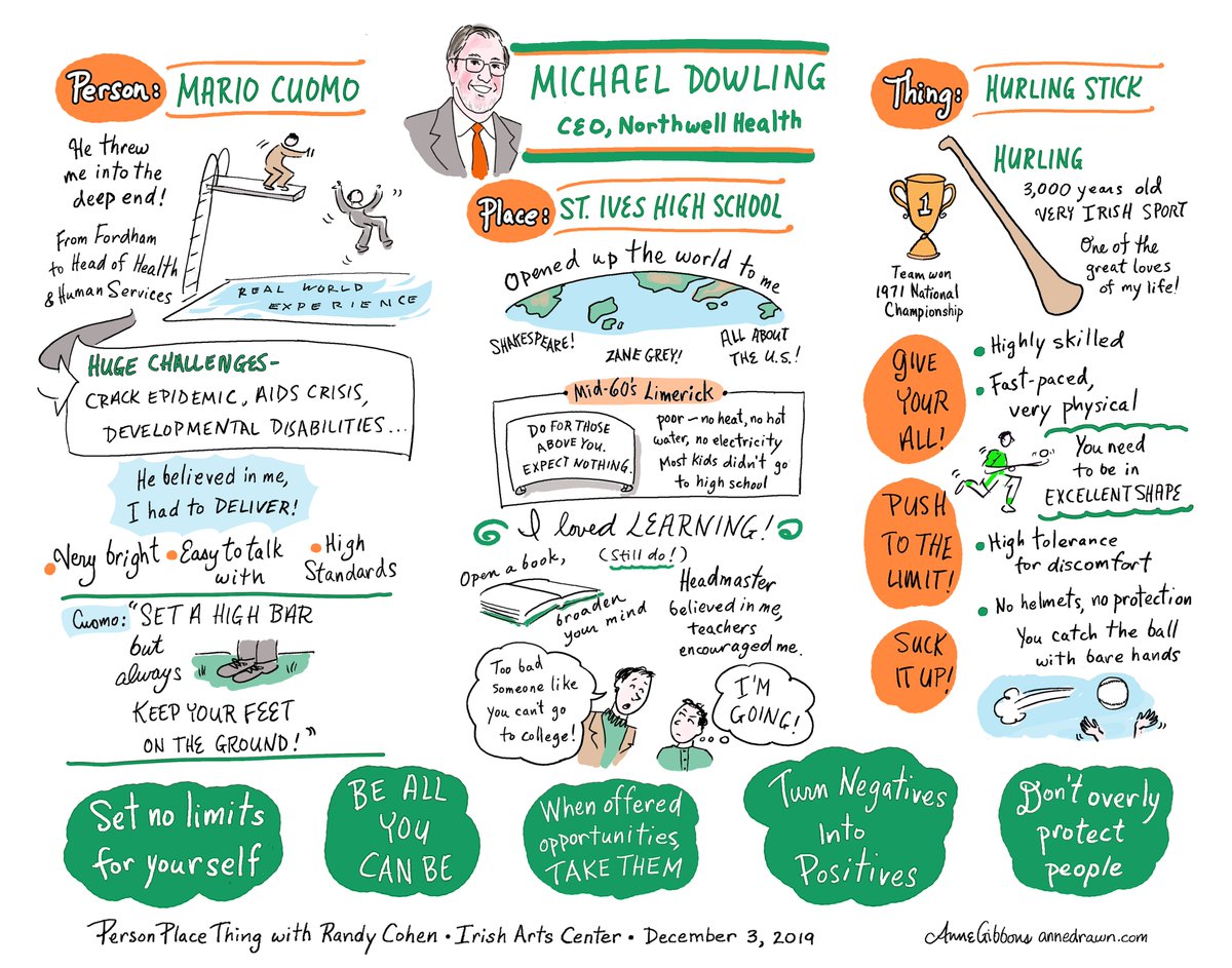 AnneDrawn's tweet photo. @MichaelJDowling, CEO of @NorthwellHealth was an inspiring, down-to-earth and engaging guest of Person Place Thing with Randy Cohen. I created this visual of the interview. #leadership #healthcare #inspiring #publicspeaking #digitalrecording https://t.co/DuSS2fNmXe