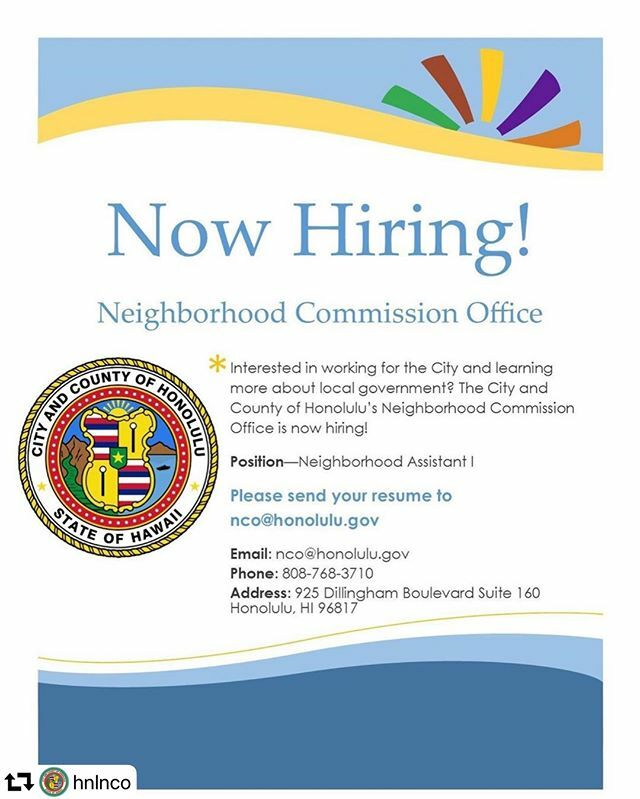 HIclassAds's tweet photo. City and County of Honolulu Neighborhood Commission now hiring. #helpwanted #hawaiijobs #honolulu https://t.co/cdGQvgjEt8 https://t.co/LNiKSChG9u