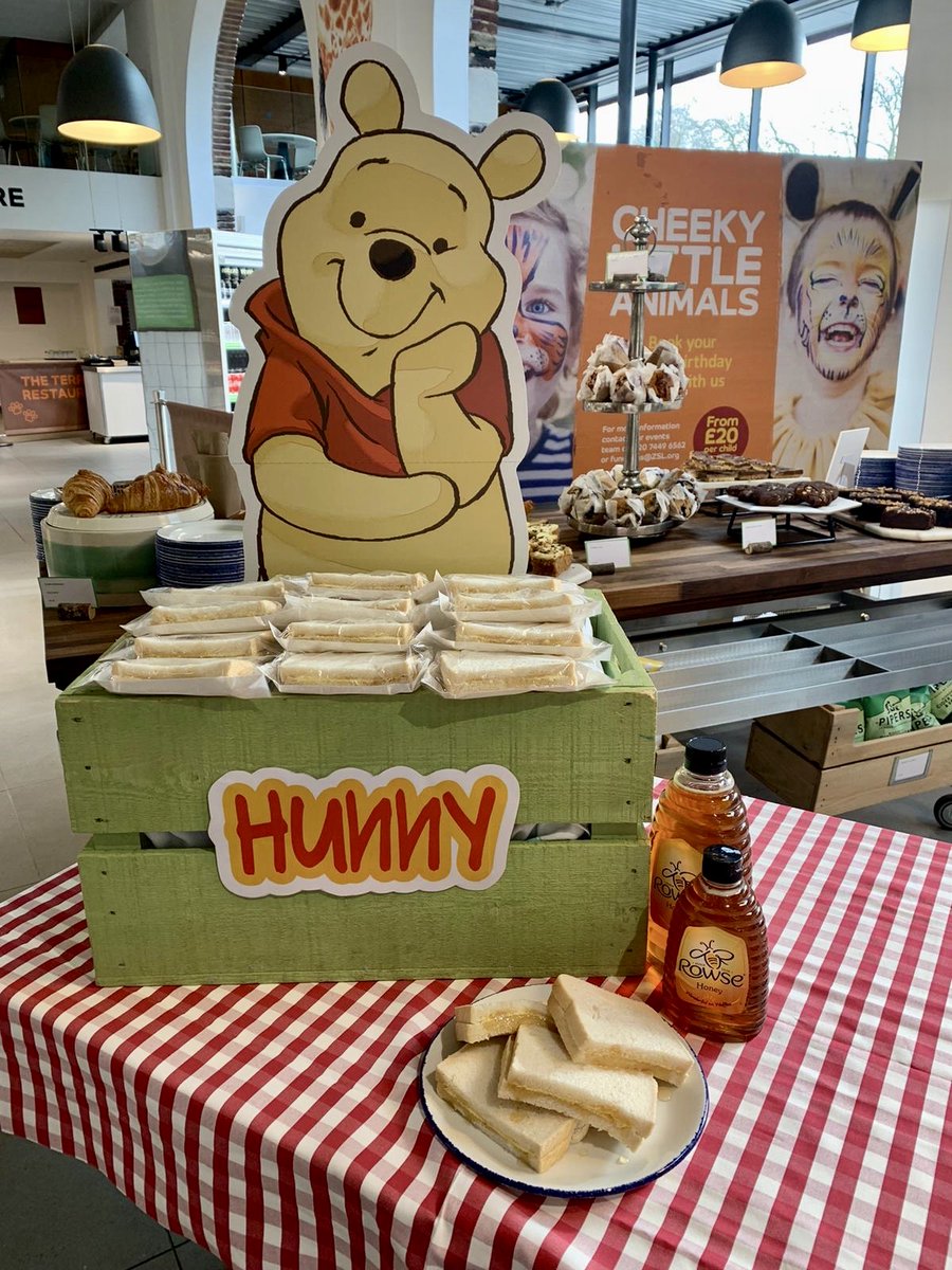 ZSLcatering's tweet photo. 🐻 🍯 🧸 Tuck in to our yummy @benugo 'hunny' sandwiches to celebrate your favourite bear on #WinnieThePoohDay 
@ZSLLondonZoo in the Terrace Restaurant. TODAY ONLY! 
Bring your own #PoohBear!  Click for info! https://t.co/5xR9xt0YNX 🐻🍯🧸#ALittleSmackerel  #TimeForSomethingSweet https://t.co/VaN6KPIsiL