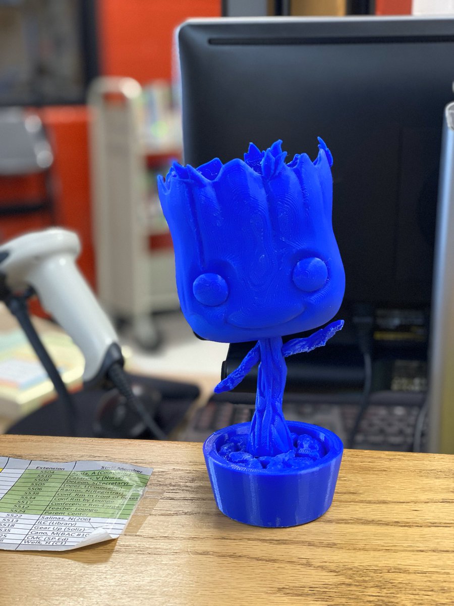 Yoooooo #BabyGroot joins our #MustangFamily 😂 #3dprint #vernonms #mustanglibrary #librarylife