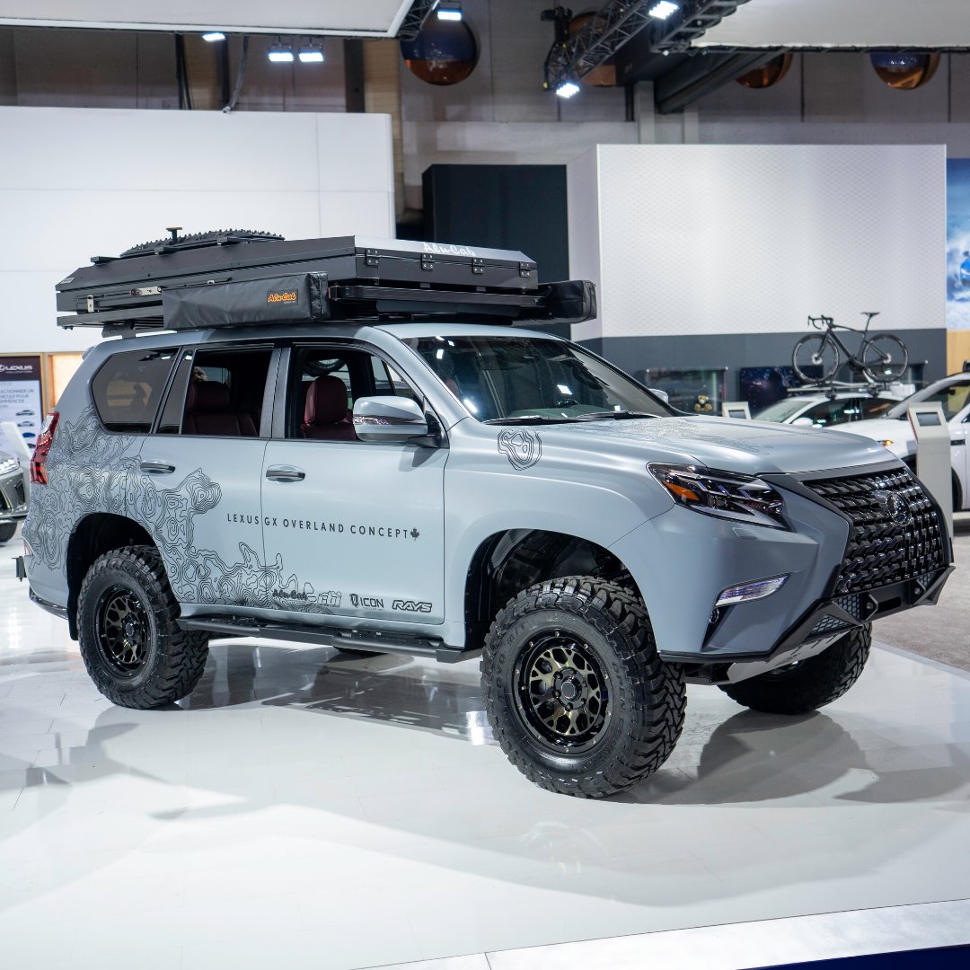lexuscanada's tweet photo. Designed to take you on your most ambitious off-road adventure yet, the Lexus GX Overland Concept is modified with 17” wheels fitted with mud-terrain tires. #LexusAutoShow #LexusGX #MakeTimeForAmazing https://t.co/etGB7YSiF5