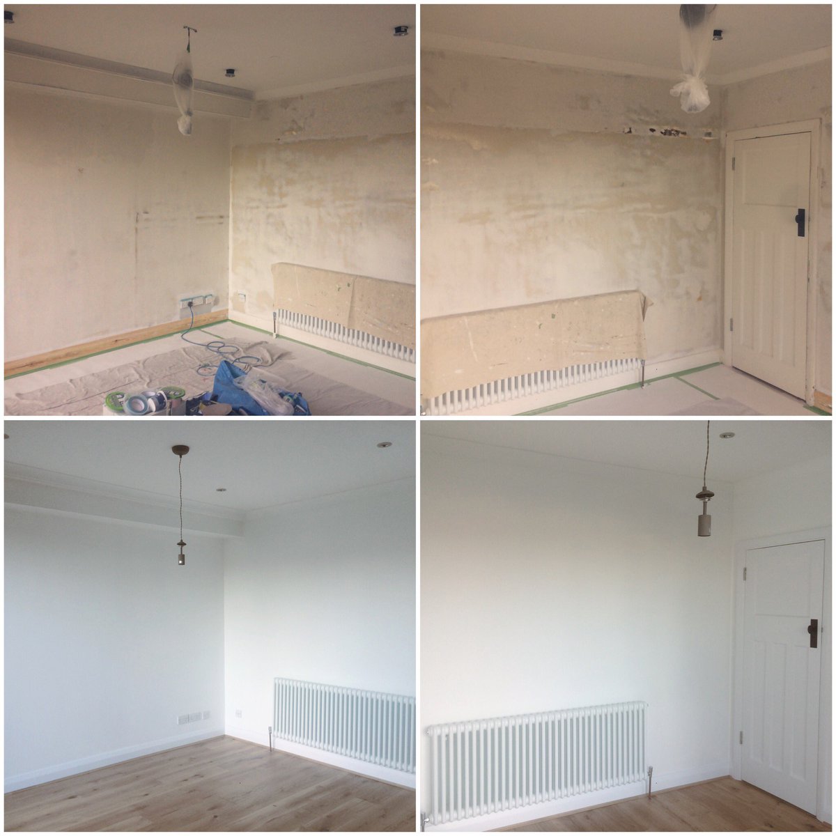 BardallDecor's tweet image. Before &amp;amp; after pics from this week. All woodwork finished in @BenjaminMooreUK #ScuffX Satin. @DTPaintExpert supermatt ceilings &amp;amp; base coats. Walls: Job 1 Bedroom - Breton Blue &amp;amp; Goose Down
Job 2 Kitchen / Diner Extension - Brill white diamond matt &amp;amp; sealed with @ZinsserUK Gardz