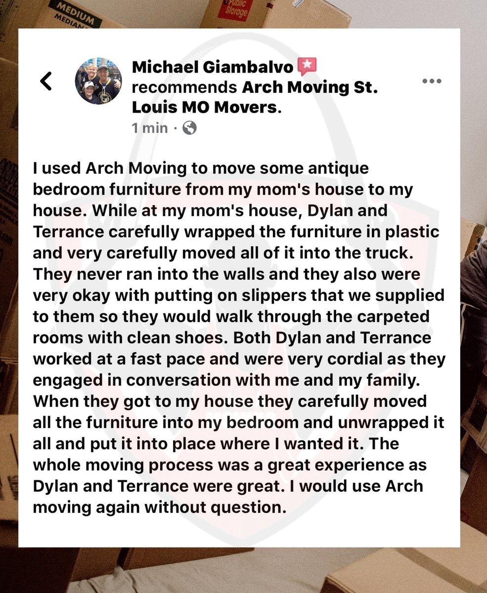 ArchMoving's tweet image. Thank you so much for your feedback and thank you Dylan and Terrance for being great representatives of Arch Moving! 💪#thankyou #justmoveit #moverslife #movers #moverswhocare #moverlife #citymovers #localmovers #saintlouis #stlrealty #archmoving #momovers #gatewaycity