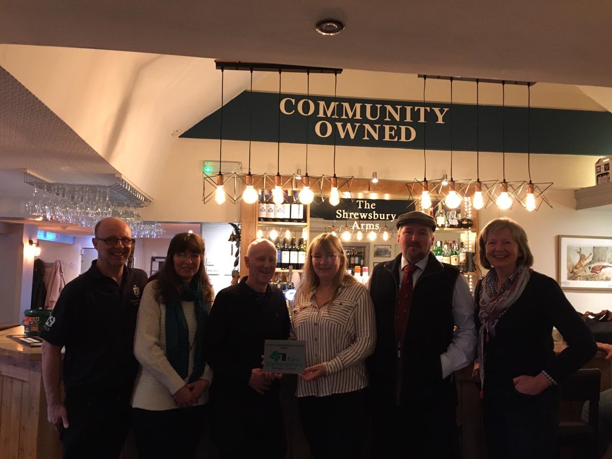 SaveourShrew's tweet photo. It was a pleasure to have members of @eaststaffsbc visit the Shrewsbury Arms today, to see how the grant money was used and to present us with a plaque to mark their help in achieving our goal. https://t.co/MxbprsXuuf