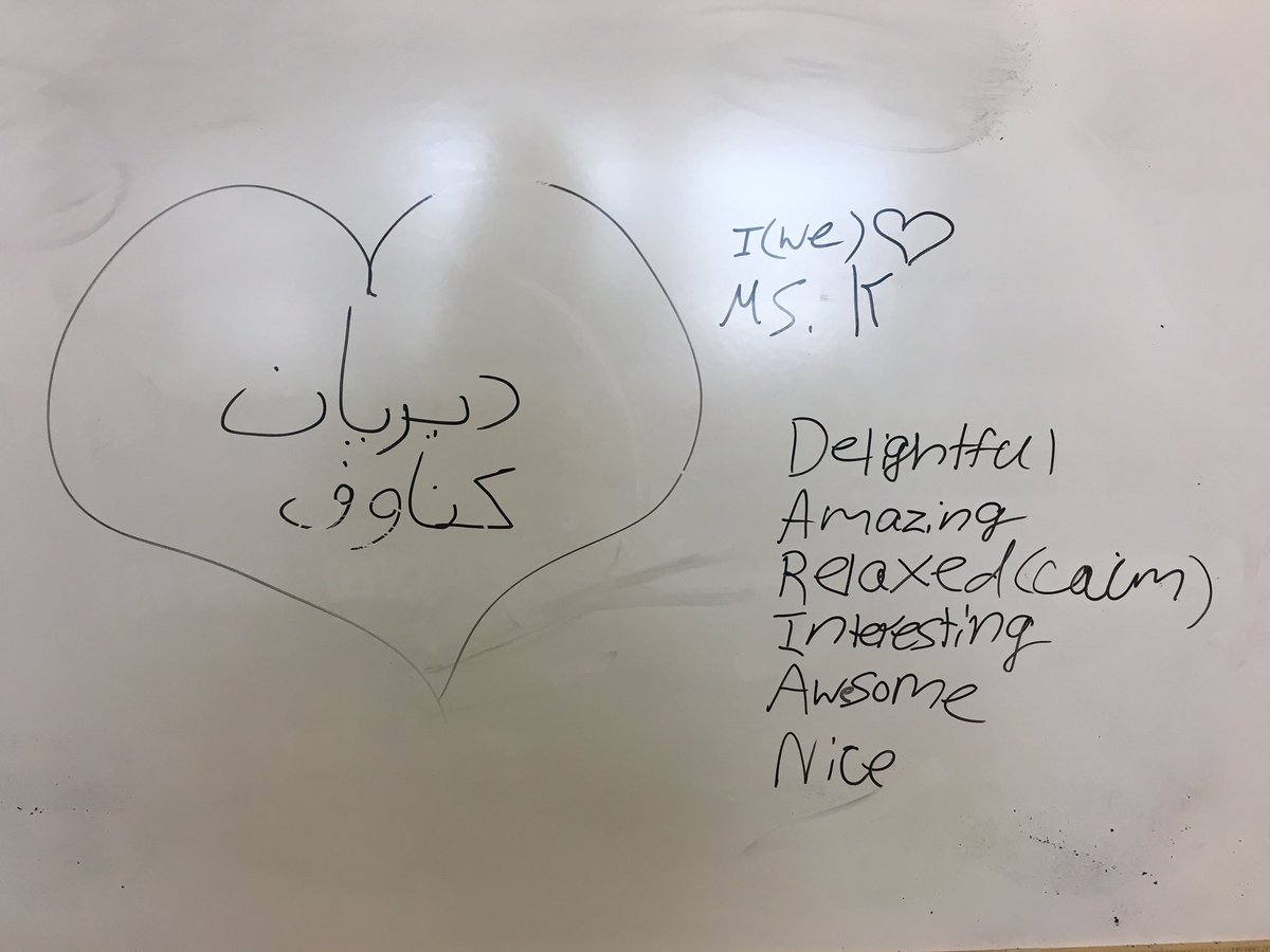 Ms_Kanouff's tweet photo. A surprise that a student wrote before leaving my class. That’s my name in Arabic. 💜 https://t.co/8isroZTi7F