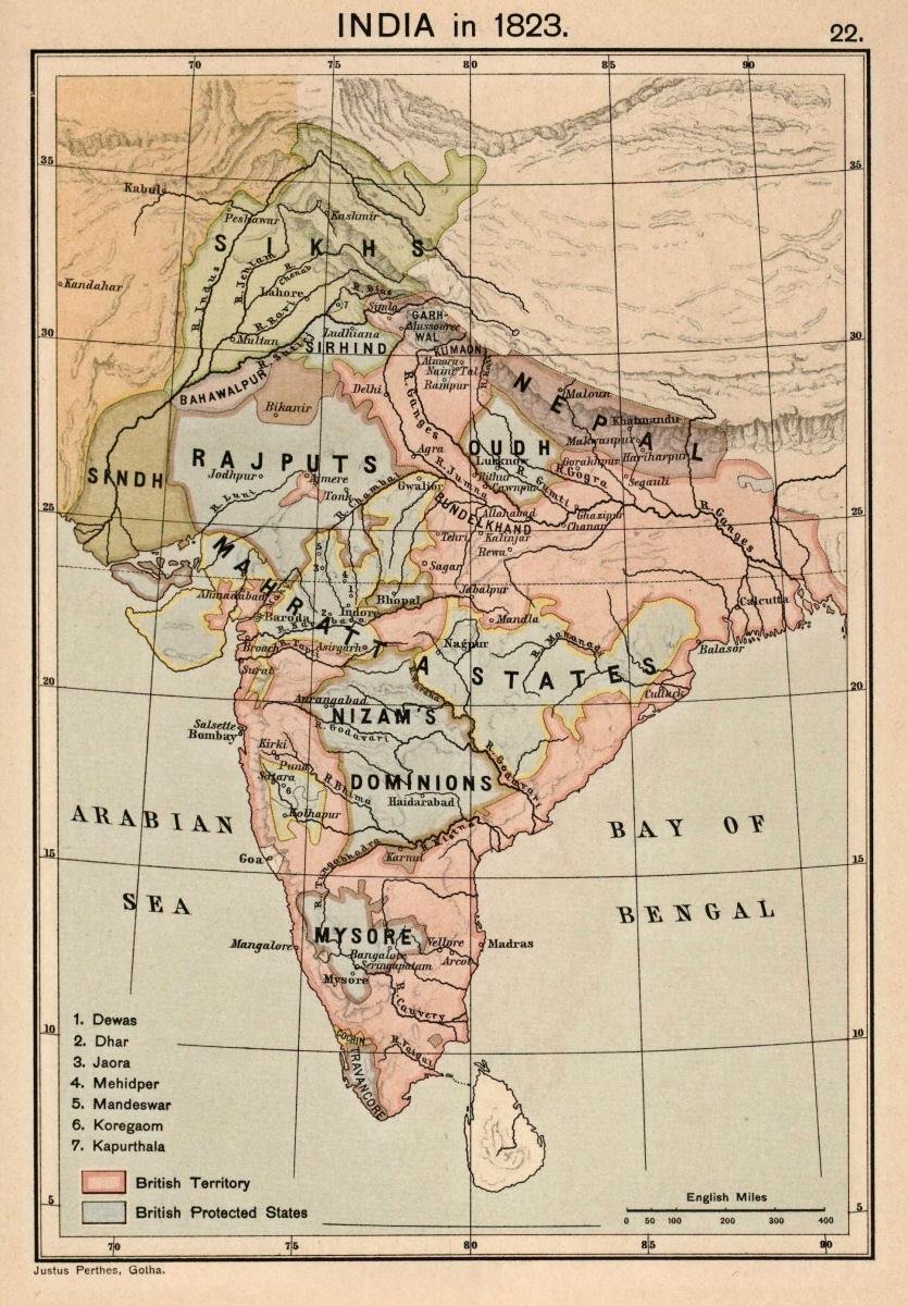 Map of India in 1823