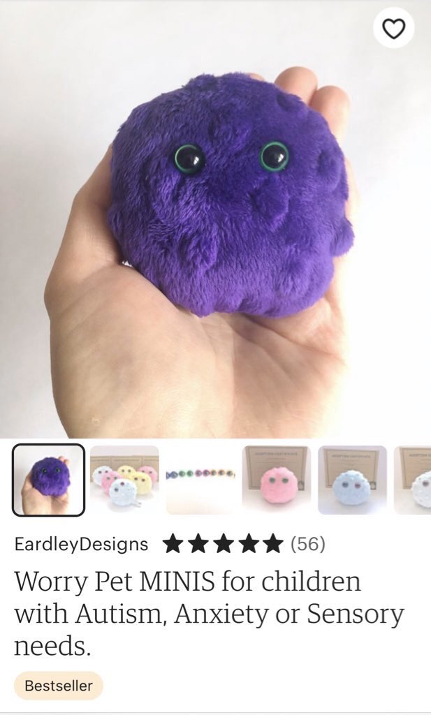 @RReviews_blog I make Worry Pets for children with Autism and Anxiety (popular with adults too!) recently added some personalised worry pet bunnies to more store 😍 Eardleydesigns.etsy.com
