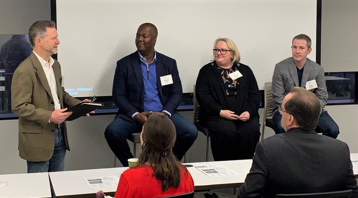 JanGibbonsCRE's tweet photo. @REATATenRep's broker, @rgibbons2108 thoroughly enjoyed moderating @BizNavDallas's Technology Panel this morning. Many thanks to @denniscail of @zirtueme; #adenaharmon of @CHearInc; and #michaelkinder of #veryablework for their fascinating insights into the use of technology. https://t.co/D43NgPCkqq