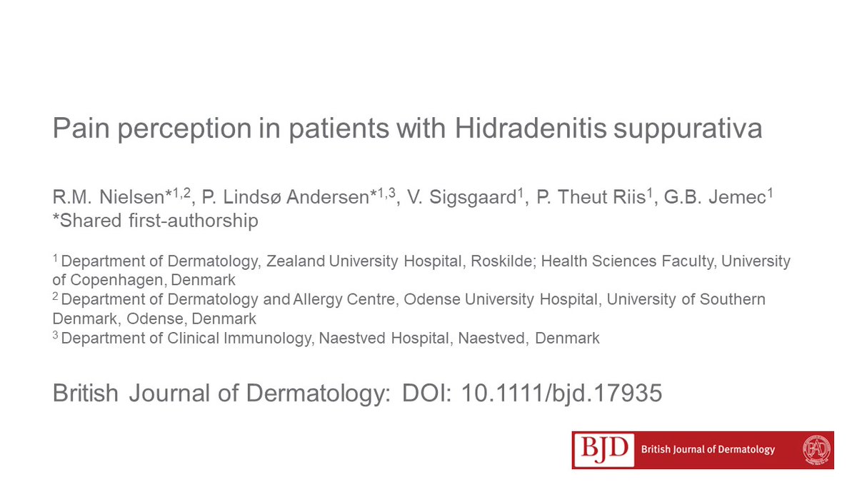 BrJDermatol's tweet photo. Why not use our free our #JournalClubSlides in the supplementary information about how patients with #HidradenitsSuppurativa describe #pain and how this relates to symptoms of #anxiety and #depression. Check out the to find out more: https://t.co/9eGGnlZA6K https://t.co/amemP3TAq2