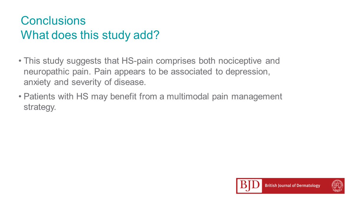 BrJDermatol's tweet photo. Why not use our free our #JournalClubSlides in the supplementary information about how patients with #HidradenitsSuppurativa describe #pain and how this relates to symptoms of #anxiety and #depression. Check out the to find out more: https://t.co/9eGGnlZA6K https://t.co/amemP3TAq2