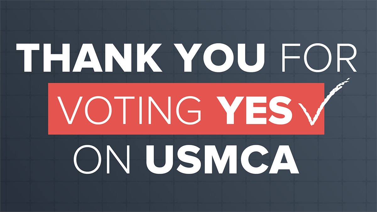 Thank you <a href="/MarkWarner/">Mark Warner</a> for voting yes on #USMCA!