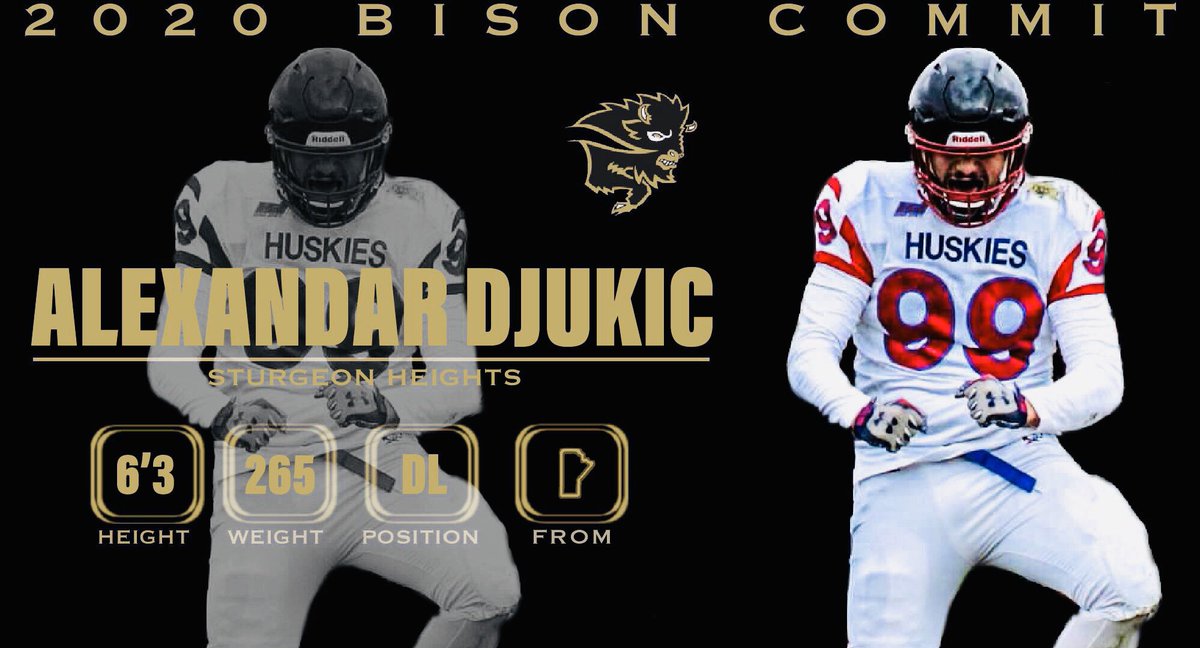 🚨 SIGNING ALERT 🚨

Your Manitoba Bisons are thrilled to welcome DL Alex Djukic from the Sturgeon Heights Huskies of the <a href="/The_WHSFL/">The WHSFL</a>.

Welcome to the Herd Alexandar!

#2020Bison #gobisons #weareallbisons #mm #homegrown