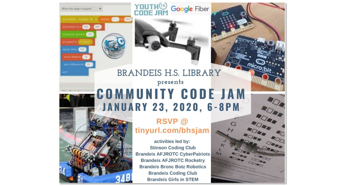 BrandeisHSLib's tweet photo. FREE coding &amp; STEM fun, open to the entire Brandeis Community, including all feeder campuses! No experience necessary! Space is limited, pre-register at https://t.co/jscmCoPhpq https://t.co/XIBZM2zbd2