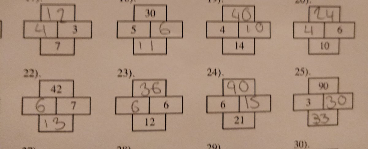 Hazlehead_maths's tweet photo. 2MA were working with some number puzzles today. Some tried a bit of "sum products". Really impressed with you all! Loved hearing "I get it! We're just factorising!" from those progressing through the algebra ones! Great work! @hazleheadacad #numeracyworkout #makingconnections https://t.co/KeccTaCten