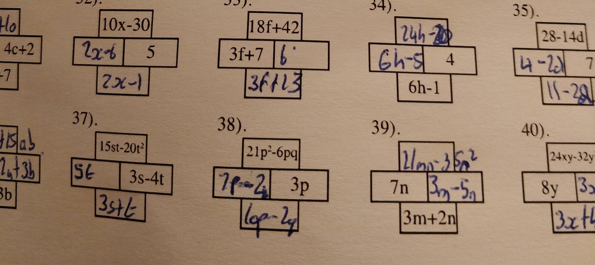 Hazlehead_maths's tweet photo. 2MA were working with some number puzzles today. Some tried a bit of "sum products". Really impressed with you all! Loved hearing "I get it! We're just factorising!" from those progressing through the algebra ones! Great work! @hazleheadacad #numeracyworkout #makingconnections https://t.co/KeccTaCten