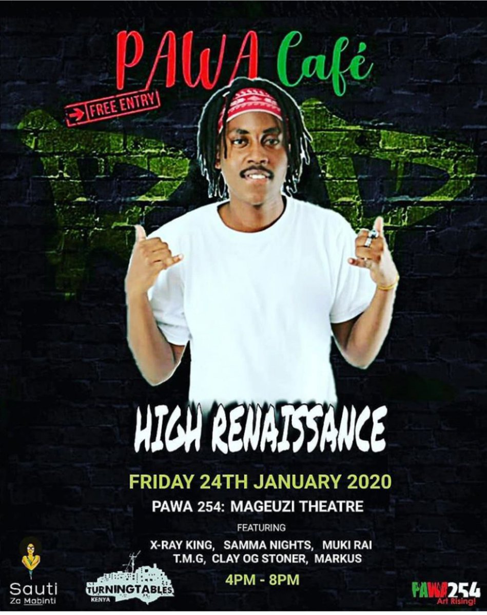 nimohnimz's tweet photo. This is what we have instore for you before January ends☺️🎶🔥
The first #PawaCafe'  event Friday  24th , 4:00-8:00pm at #MageuziTheathre @Pawa254 featuring @Hi_Renaissance
He is a  rapper, record producer and Sound Engineer.
#Menwhorock #Philosophyrecords #BlackKings .Free Entry https://t.co/R3Ob8ni7R0