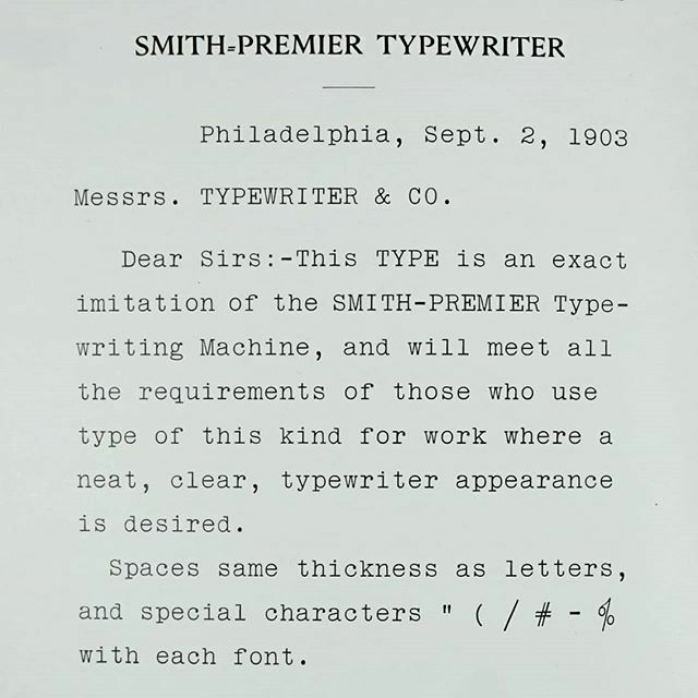 Letter_Library's tweet image. Smith-Premier Typewriter, Keystone Typen Foundry, approx.1903 #typewriter #typeface #monospace #typespecimen #schreibmaschine #smithpremier