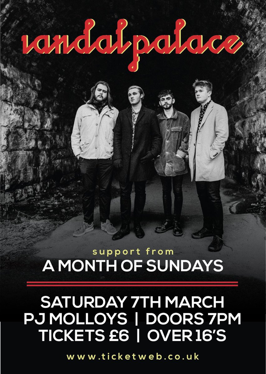 we’ll be returning to PJ Molloys in march, we can’t wait! support from A Month of Sundays🤘🏻❤️💛 

tickets here - tinyurl.com/vq2q85c

VP x
