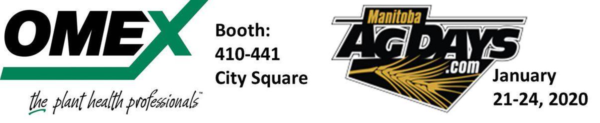 omexag's tweet photo. Join us this week (Jan 21-24) @MBAgDays in Brandon Booth 410-441 City Square and learn about how #OmexCanada can help you grow good and healthy crops with a full yield potential. #TheFirst30Days #TheFinal30Days #StrongerStartFasterFinish #Primers #Starters #Foliars #agdays20 https://t.co/Fj7BGkOpzE