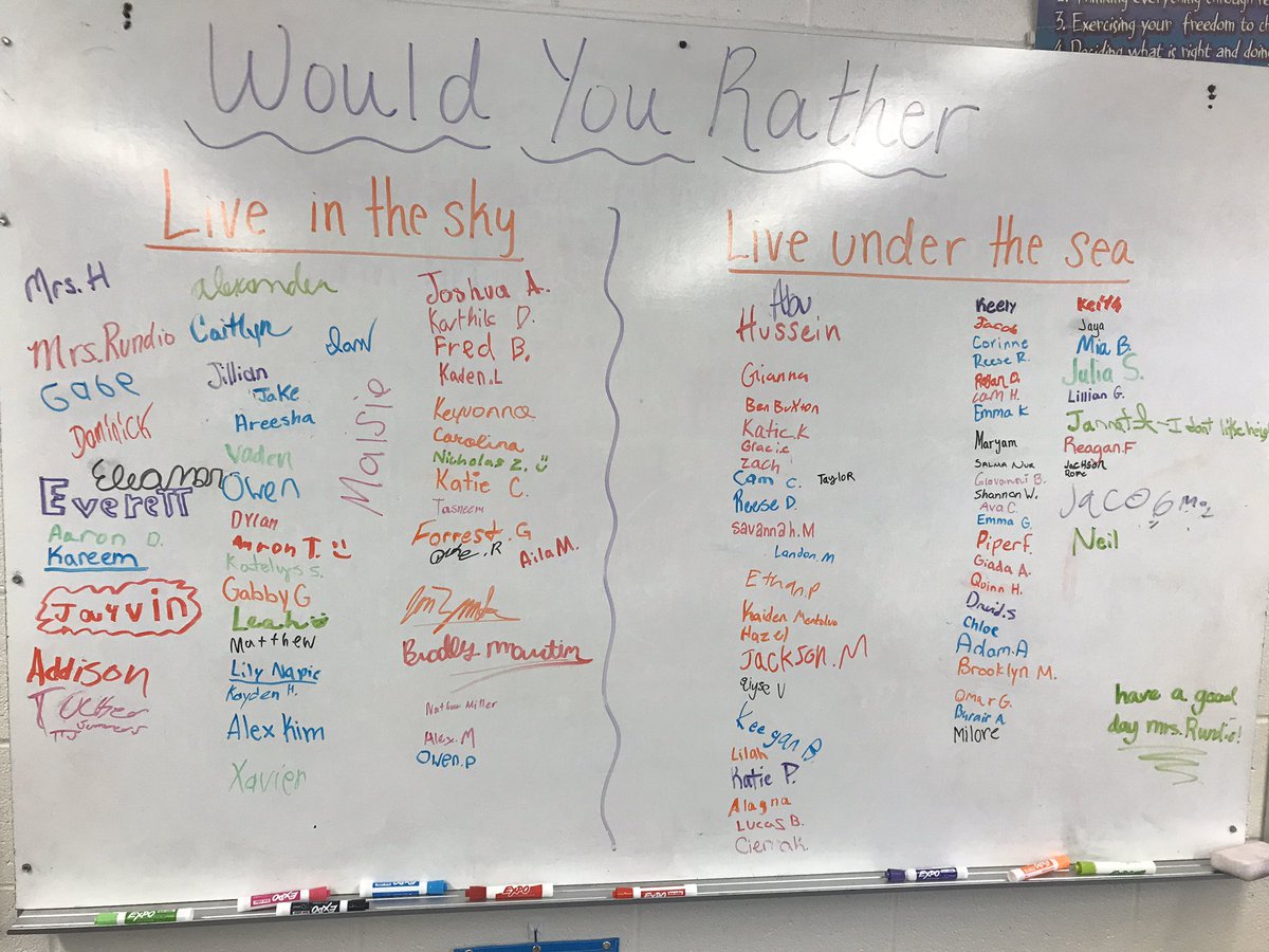 Question of the day in my class...Would you rather live in the sky or under the sea?