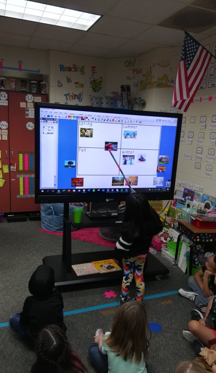 FroelkeNix's tweet photo. Seasons sort with Activinspire!! Technology is a learning tool in this kinder classroom! Bringing the kids from the floor to the board! #promethean #activinspire #floortotheboard @FrameGinger @RothKISD @KleinISD @jenny_mcgown https://t.co/wSna0PGCl6