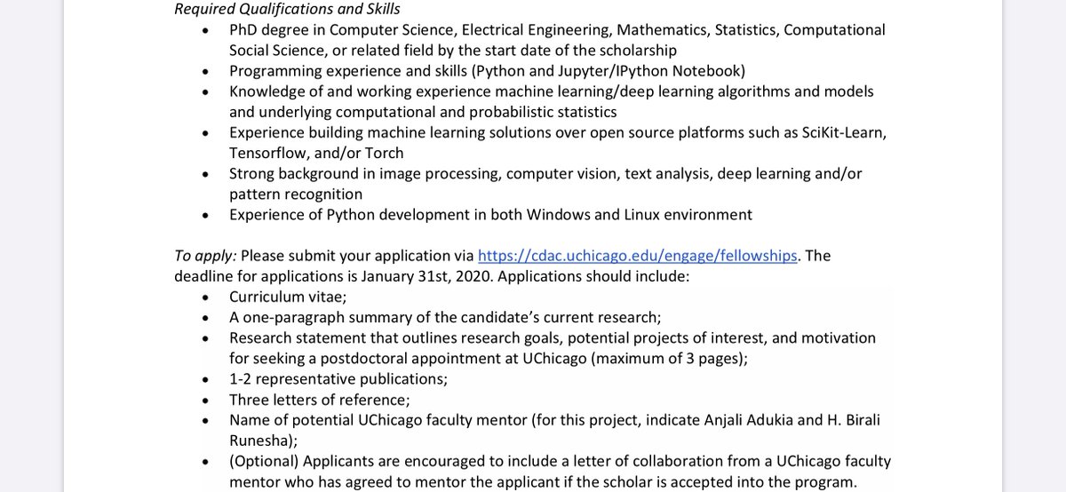 UChicago postdoc opportunity applying CS skills (computer vision, deep learning, NLP) to research in social policy and inequality.  Applications due Jan. 31, 2020.  https://tinyurl.com/wax72sv