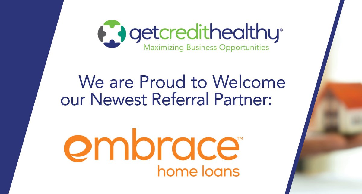 Hi #EmbraceHomeLoans! Welcome to #GetCreditHealthy.  We're excited to help you and your loan officers close more loans.
#mortgagelender #powerofthenetwork #mortgagebanking #mortgagelending #credithealth #crediteducation