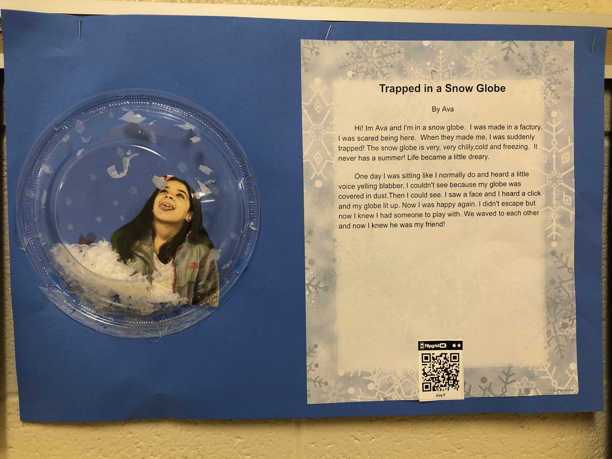 Snow Globe Adventures-Students wrote stories this week and used Flipgrid to share with everyone. #QRCodes #voice #technology #FlipgridFriday