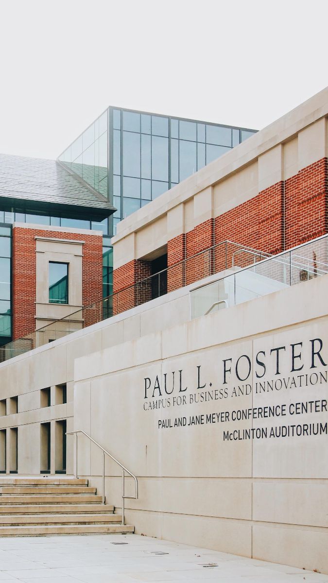 Outside of Baylor's Paul L. Foster Campus for Business and Innovation, home of the Baylor Hankamer School of Business.