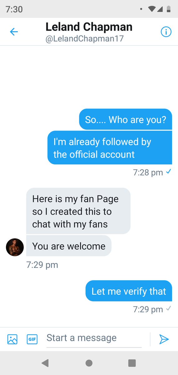 SarkyTrans's tweet photo. @LelandChapman17 you followed the wrong person douchebag! 😂😂 Started asking my name and where I lived!! That's scary when you think a profile like this could go about grooming younger fans. Reported to @Twitter as a fake account. 

@MrsJamieChapman @LelandBChapman https://t.co/H1mc60yXBs