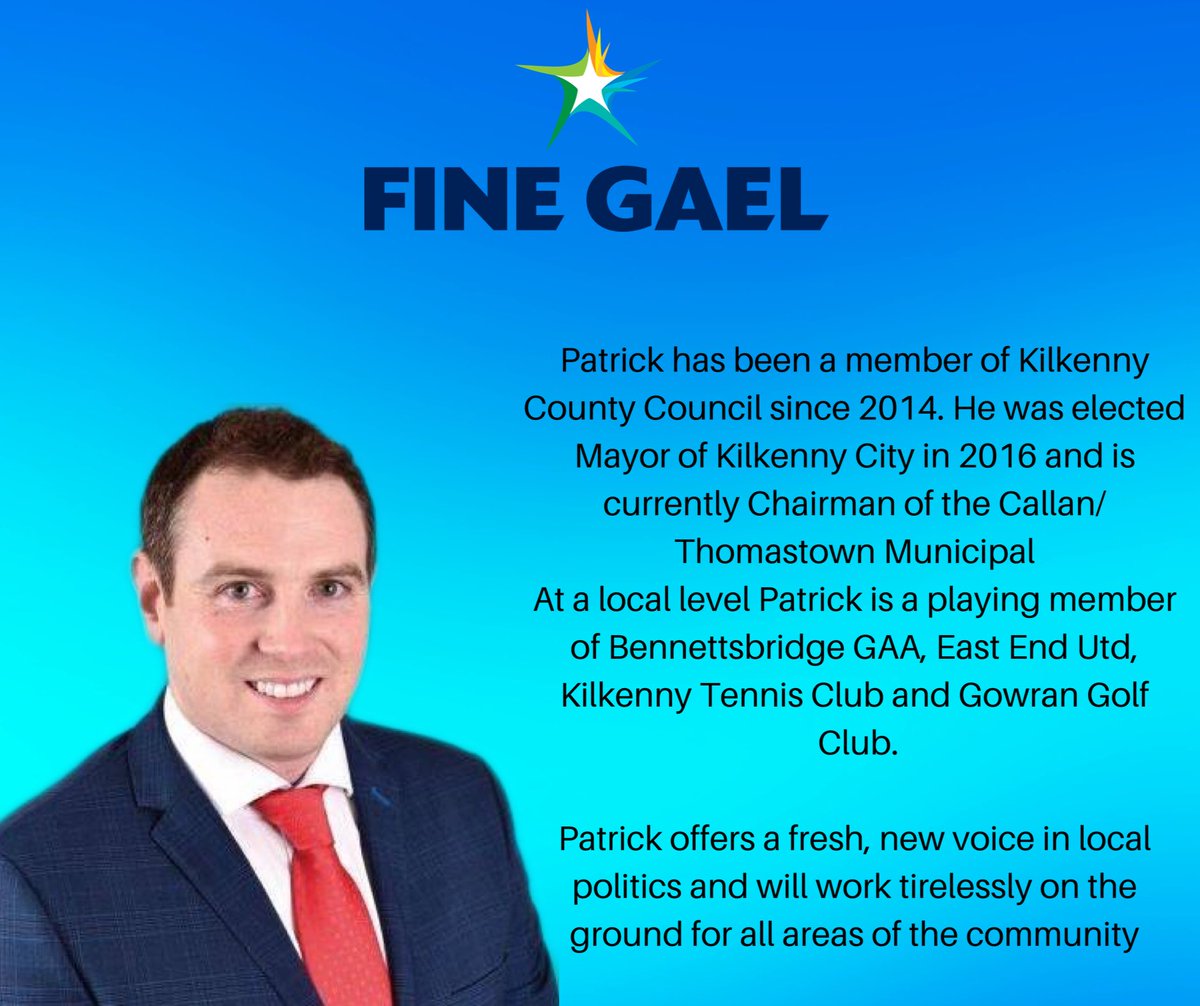 CWKKfinegael's tweet photo. Meet your Carlow/Kilkenny Fine Gael General Election candidates 🗳

@patnow will be a fresh new voice for the constituency if elected to the Dáil in February! And has worked tirelessly for Kilkenny County Council #GE20

Best of luck to all our candidates! https://t.co/1Yk1zkctYQ