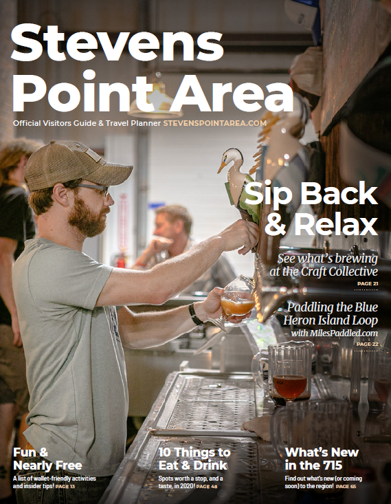 The 2020 Stevens Point Area Visitors Guide &amp; Travel Planner is now available! Grab a copy to read about the best things to see, do, and taste here: bit.ly/StePoGuide

Cover: @CWBrewing photo by Kayla Sue Collections