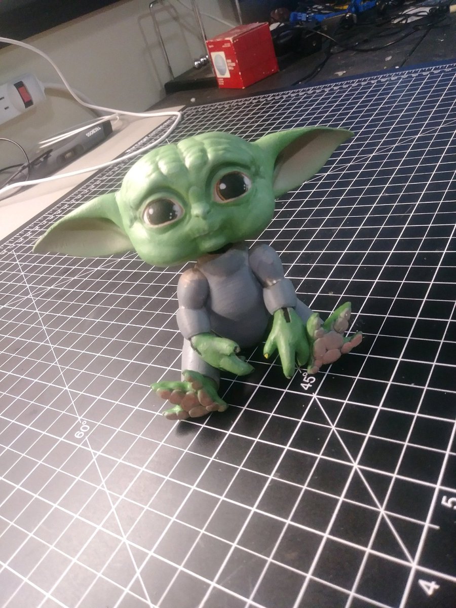 CRart_studio's tweet photo. Baby Yoda says hi, and wants to know how your day is going?
Wip! Baby Yoda ball jointed doll. 
He's coming soon! Don't forget to pre-order yours today! PM us for details.
.
.
#babyyoda #starwars #themandalorian #thechild #doll #balljointeddoll #comingsoon #cute #art #3dprint #caa https://t.co/9YV9puskjM