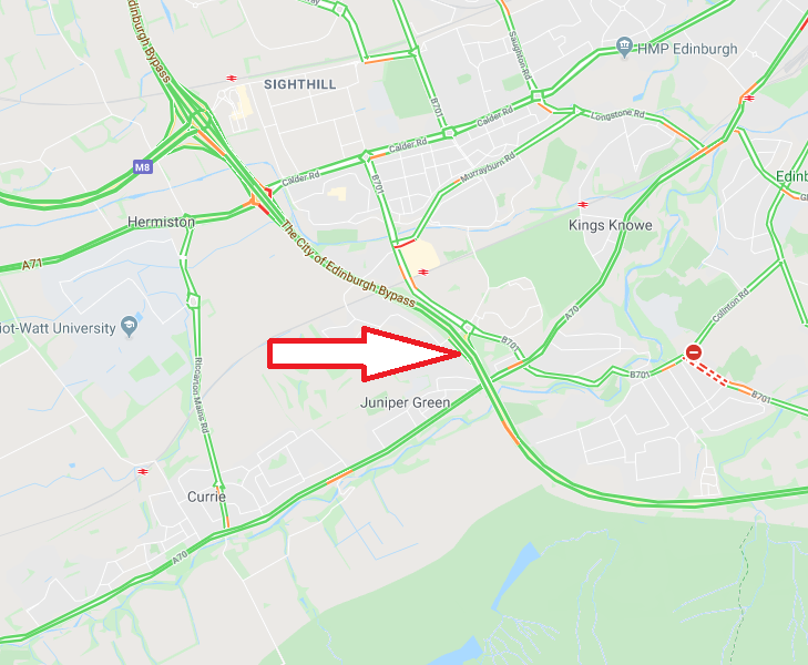trafficscotland's tweet photo. ��20.00
🚧#A720 Roadworks🚧
#A720 is ⛔closed⛔ W/B at Baberton for overnight roadworks
#PlanAhead #AllowExtraTime https://t.co/rt8GweYFH3