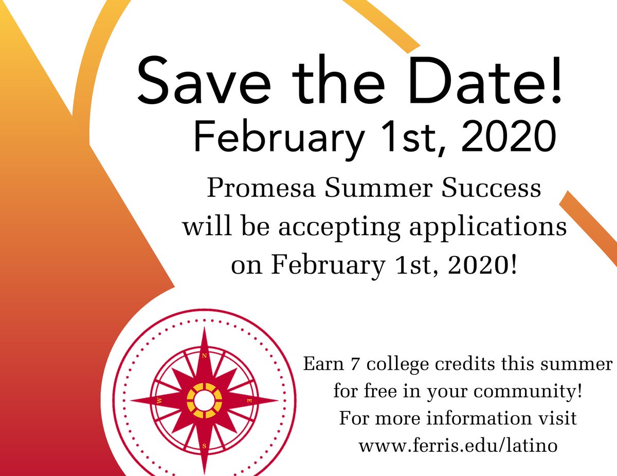 FerrisCLS's tweet photo. Promesa Summer Success is coming June 2020! Applications will be open February 1st, be sure to Save the Date! https://t.co/2QJAcBQ5y2