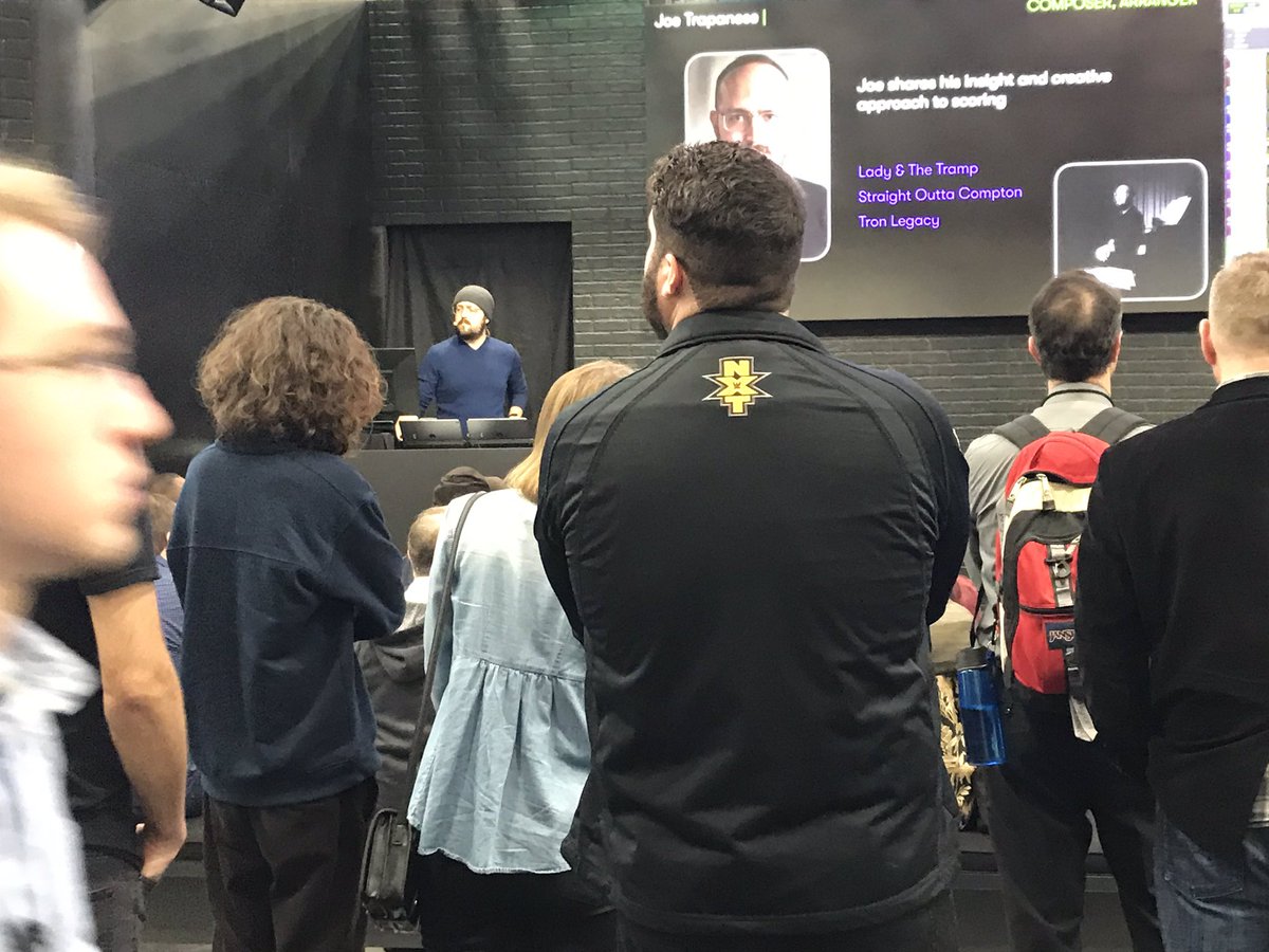 Avidly_Jordan's tweet photo. Standing room only for composer Joe Trapanese! #avid #protools #NAMMShow https://t.co/MFW9x3v5nl