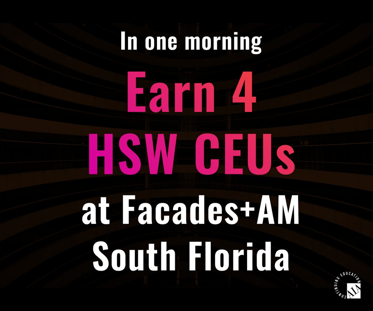 FacadesPlus's tweet photo. Learn and earn 4 AIA credits at Facades+AM SO FLA on 3/13!

Registration here: https://t.co/zlqZSTJgLm

#facades #facadesplus #facadesplusAM #Florida 

@TouzetStudio
@BrooksScarpa @fiuarchitecture @gensler_design @ARQINTL @ElkusManfredi @ODPArchitects @DeSimoneGroup https://t.co/6bYVCX16Ar