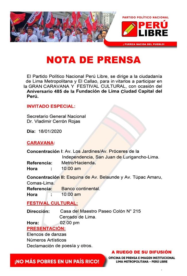 LapicitoEl's tweet photo. Estamos todos invitados a unirse a esta festival cultural...
🇵🇪✏ PERU LIBRE https://t.co/ldum10qm2F