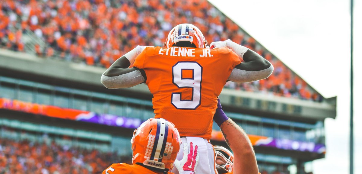 CFBKings's tweet photo. BREAKING: Clemson RB Travis Etienne will return for his senior season.

Massive news for the Tigers.

#ALLIN https://t.co/oqSgnBOeAK