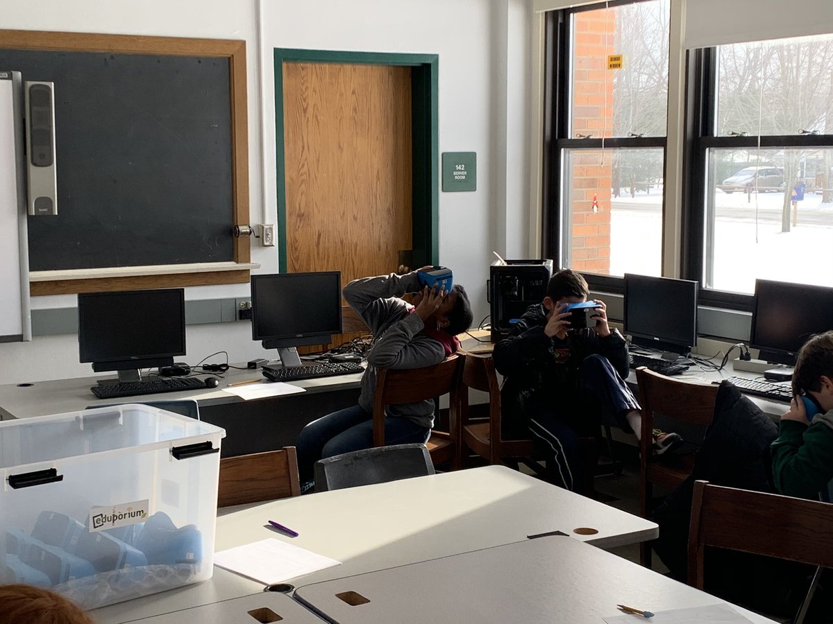 missbyrneSTEM's tweet photo. It was #newtechfriday today in my classroom and thanks to virtual reality my students were able to travel to the Great Barrier Reef, Machu Piccho, the Grand Canyon, Rio de Janeiro, the Taj Mahal, and the Solar System!! #STEM #MSstem #edtech https://t.co/TA7nOq6sgI